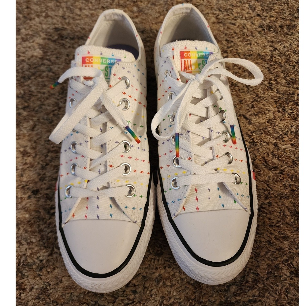 Converse Chuck Taylor Pride Rainbow Embroidered Lightning Bolt Low Top Sz 8